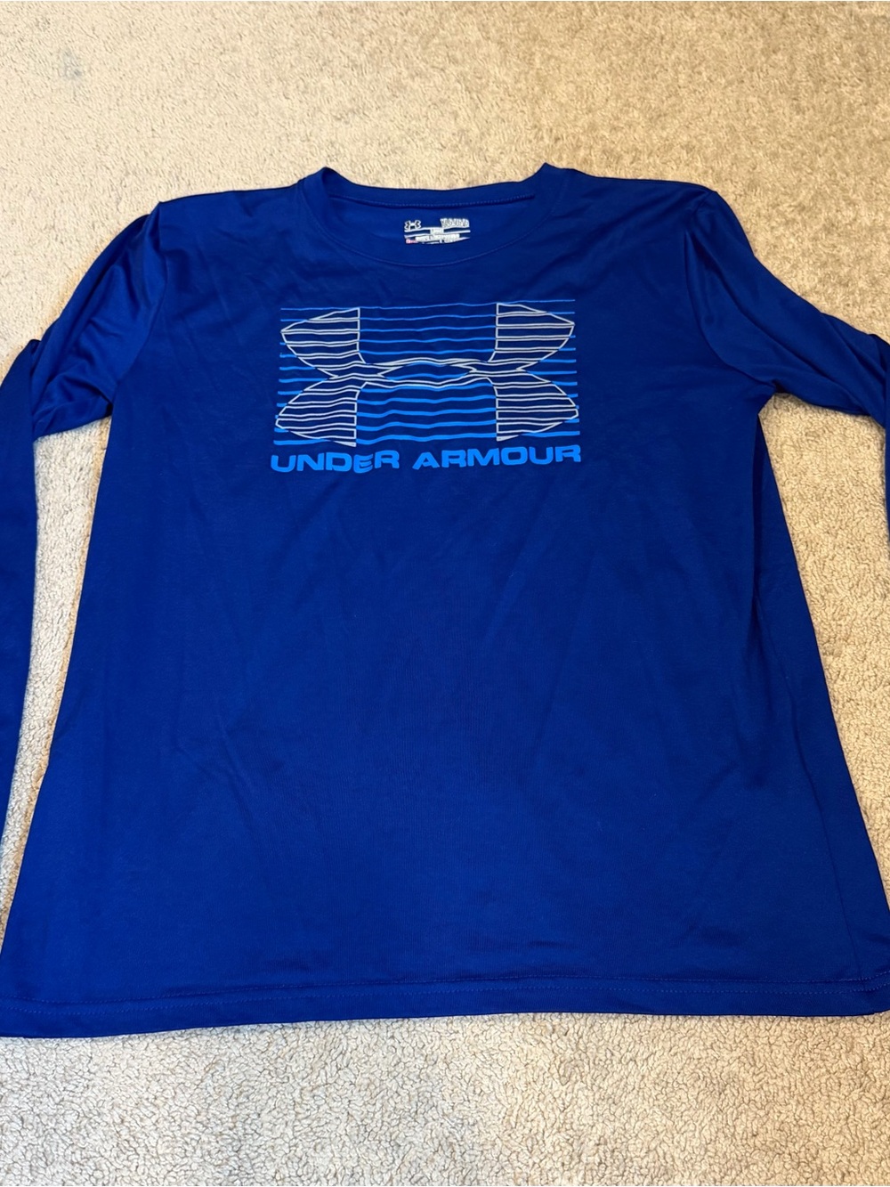 Under Armour Boy’s Long Sleeve Logo Tee - Blue Sz L